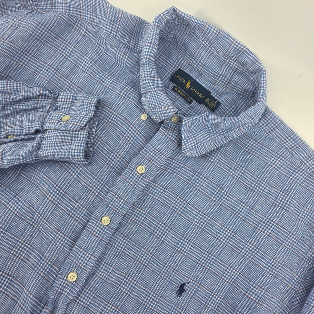 Ralph Lauren Button Dwn Mens 2XLT Classic Cotton Untucked Fit Blue Heritage